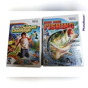 Wii Bass Fishing & Outdoor Challenge Game Bundle.